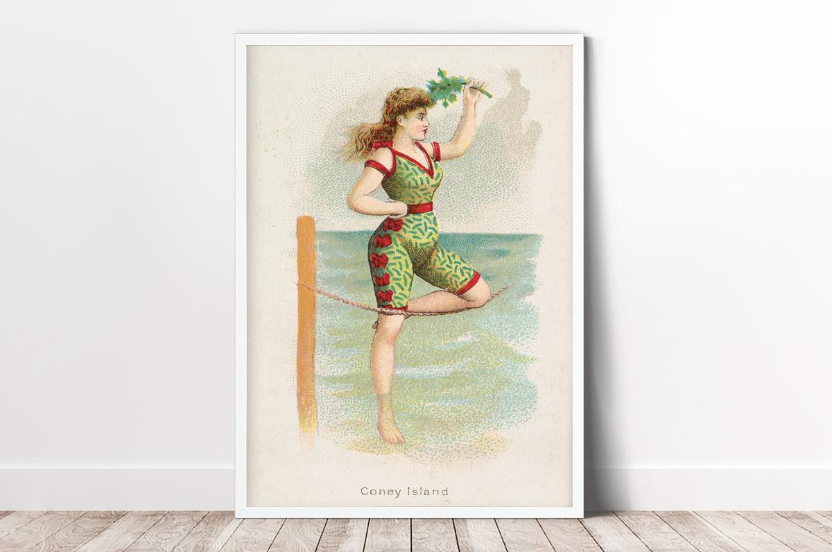 Plakat - Coney Island - pocztówka z 1889 r. z serii Kimball Beautiful Bath - fototapeta.shop