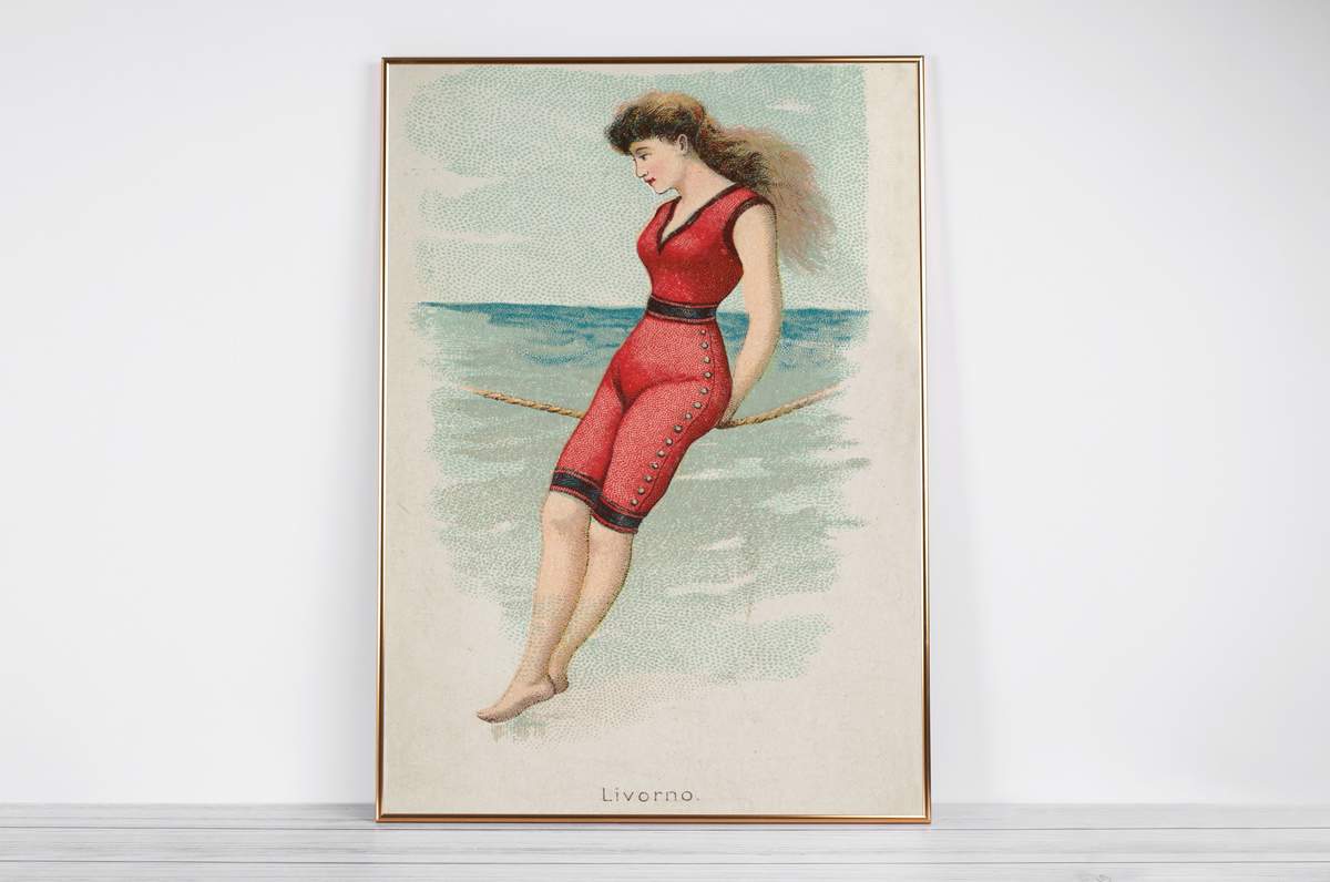 Plakat - Livorno - pocztówka z 1889 r. z serii Kimball Beautiful Bath - fototapeta.shop