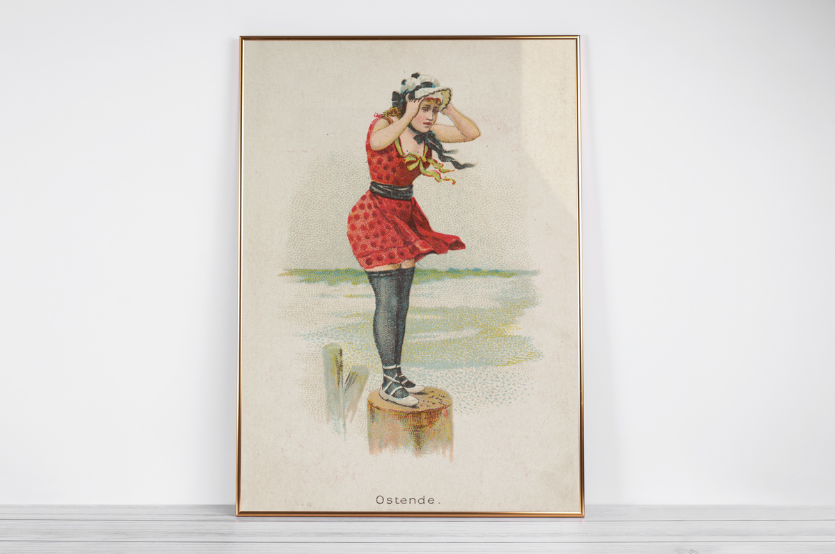 Plakat - Ostende - pocztówka z 1889 r. z serii Kimball Beautiful Bath - fototapeta.shop