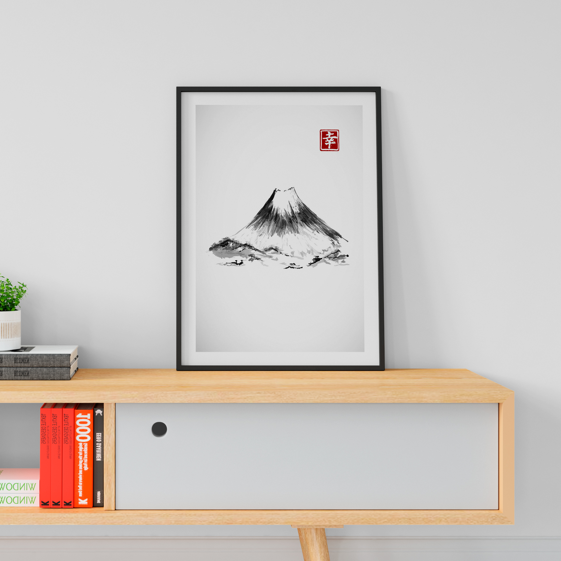 Plakat - Japońskie ryciny - samotna góra - fototapeta.shop