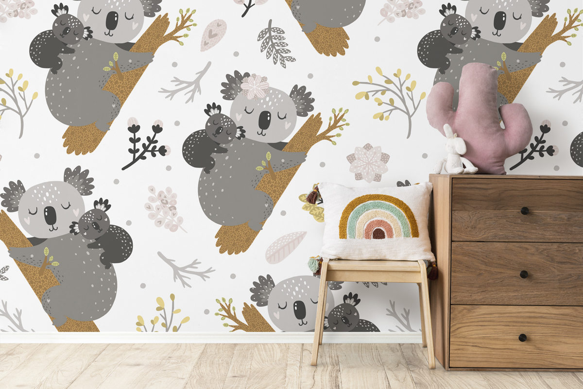 Tapeta - Misie koala na drzewie - fototapeta.shop