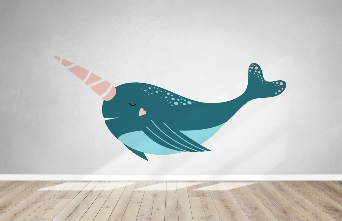 Naklejka - Wieloryb jednorożec - fototapeta.shop