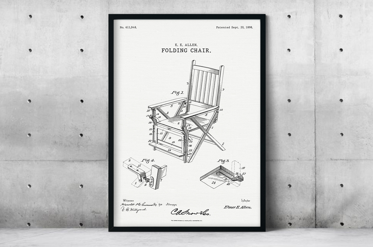 Plakat - Składane krzesło patent Elmera Allena - fototapeta.shop